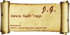 Jencs Györgyi névjegykártya