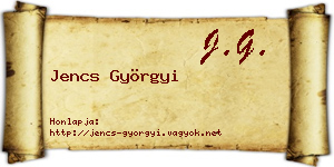 Jencs Györgyi névjegykártya